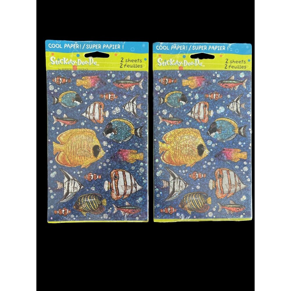 New Sealed Stickety-Doo-Da American‎ Greetings Prism Fish Stickers 2 Sheet Each